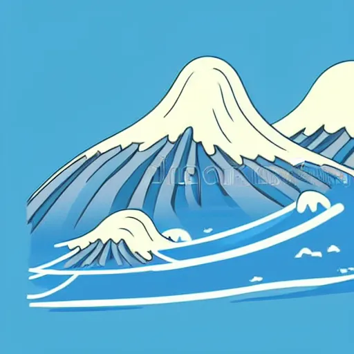 Image similar to giant tsunami wave that is 20 miles high, approaching about to crash into a small coastal town. miniature buildings compared to giant waves are so tall, they seem to touch the sky, large scale image, cartoon color drawing vector illustration, 2d photorealistic flat anime style