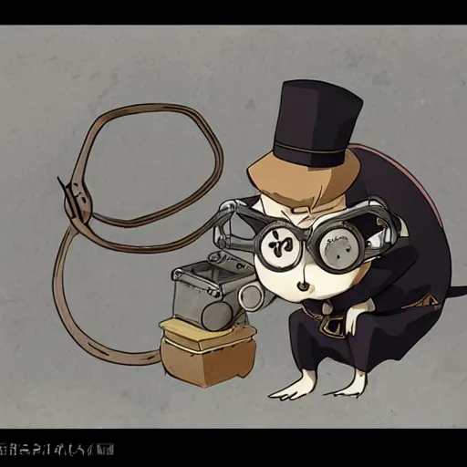 Image similar to a rat with steampunk googles, by Wit Studio