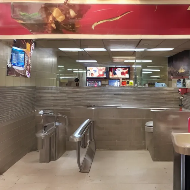 Image similar to unpleasant bathroom surprise at fast-food restaurant