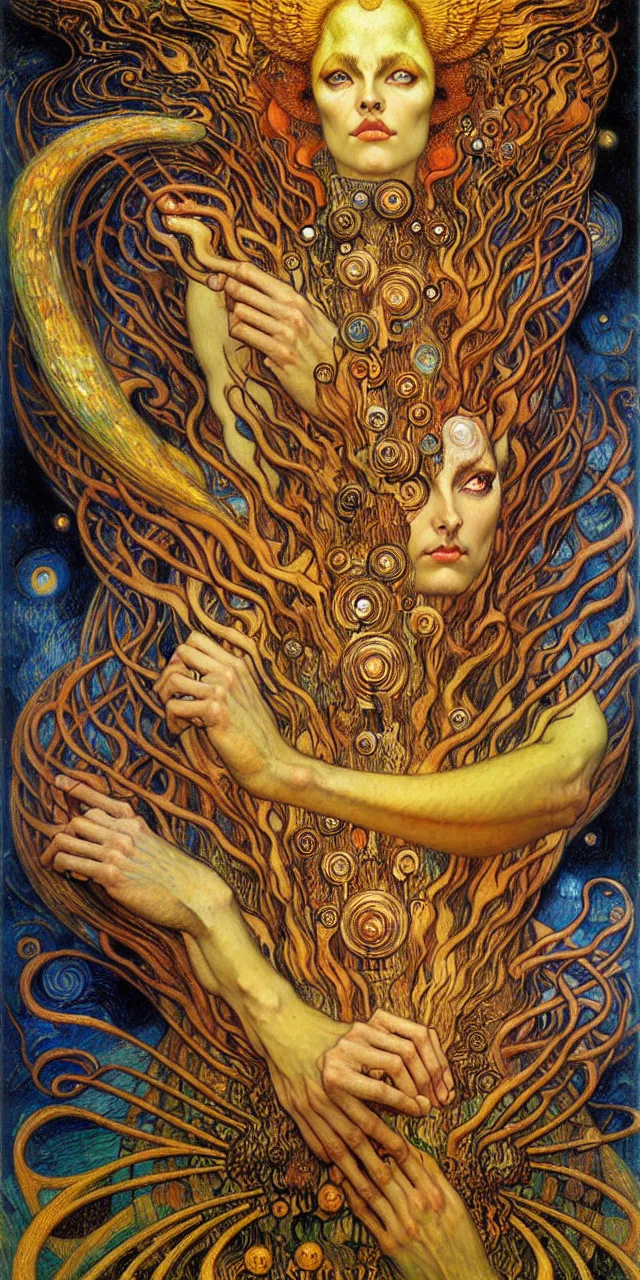 Image similar to Divine Chaos Engine by Karol Bak, Jean Delville, William Blake, Gustav Klimt, and Vincent Van Gogh, symbolist, visionary