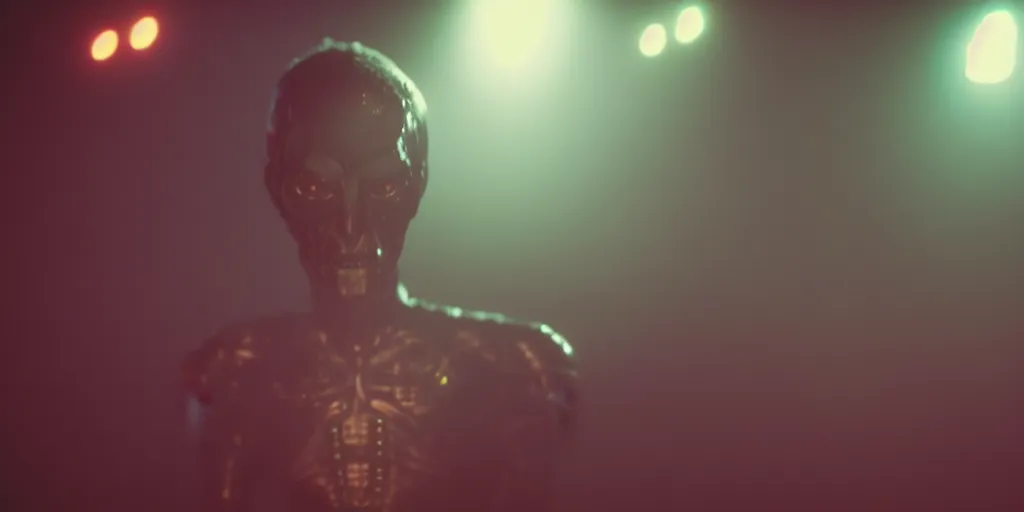 Prompt: cinematic film still of a punk alien starring in a dave meyers directed music video, cgi, vfx, ( ( ( chiaroscuro ) ) ) lighting, shallow depth of field, ( ( 8 0 mm ) ), f 1. 8