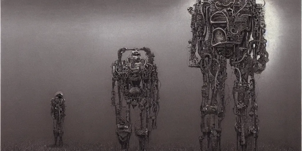 Prompt: zdzislaw beksinski, robots, 4 0 0 mm