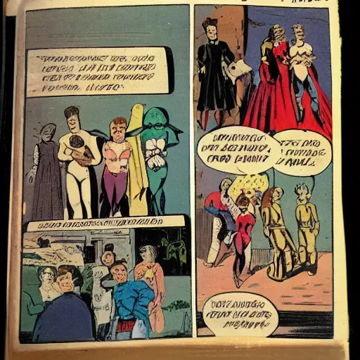 Prompt: page of a comic book in a family album