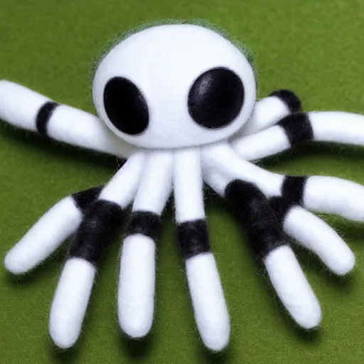 Image similar to closeup spider, very detailed felt plushie, official product image, white studio