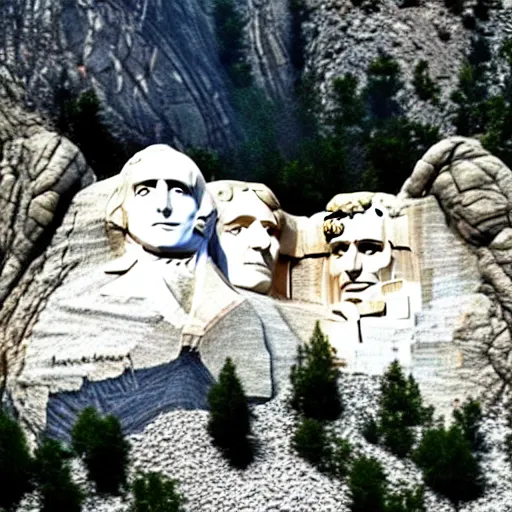 Prompt: mount rushmore with kanye west heads instead of the president