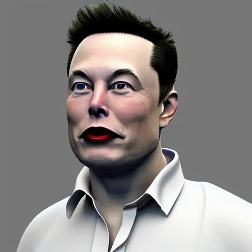 Image similar to elon musk, low - poly 3 d model, rendered in blender, ambient occlusion