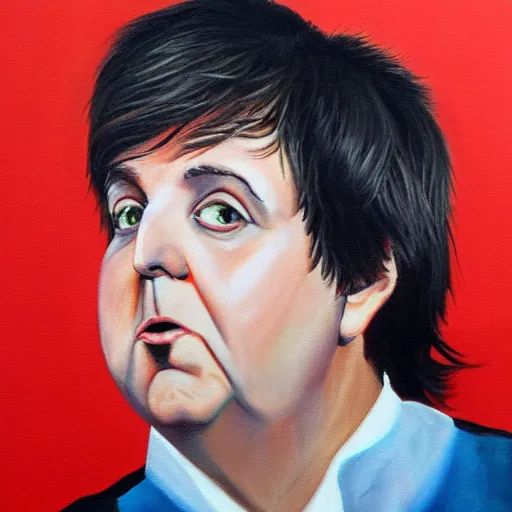 Prompt: painting of obese paul mccartney, very high detail