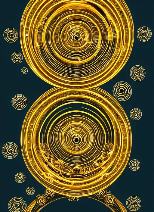 Prompt: interlocking golden rings with many eyes floating around it, megalophobia, detailed dynamic composition, dramatic lighting, trending on artstation, award winning art, stylized painting