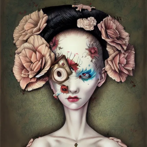 Image similar to a painting in the style of kim jung gi and in the style of mark ryden and in the style of natalie shau.