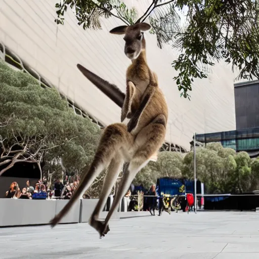 Image similar to kangaroo doing parkour at the adelaide festival center