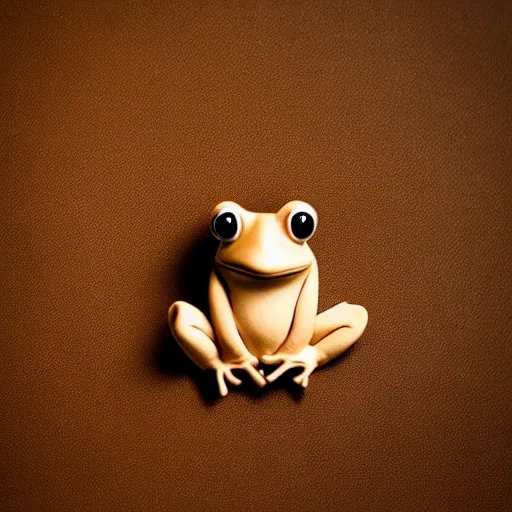 Prompt: beatiful photograph of cute raw clay frog, simple background, natural lighting, 4 k, award - winning