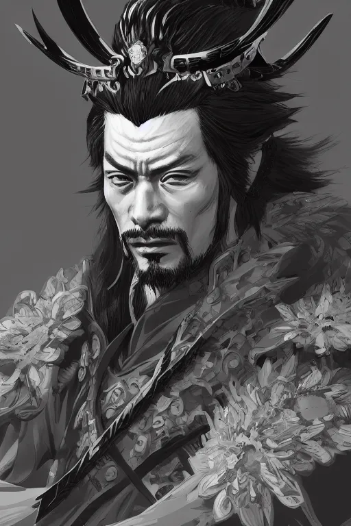 Prompt: a epic and fantasy concept art of miyamoto musashi, samurai, by tsuyoshi nagano, akihiko yoshida, aion, hyperdetailed, 8 k realistic, symmetrical, wallpaper, long shot, frostbite 3 engine, cryengine, dof, trending on artstation, digital art