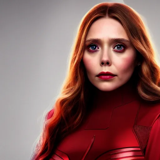 Image similar to A portrait of elizabeth olsen as the scarlet witch, 8k resolution