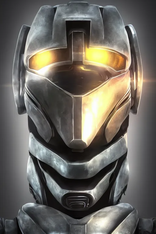 Image similar to robot ninja mask helmet halo master chief radiating a glowing aura global illumination ray tracing hdr fanart arstation by ian pesty and katarzyna da „ bek - chmiel