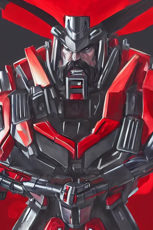 Prompt: drdisrespect as a gundam with a big mustache, 4 k, hd 2 0 2 2 3 d cgi rtx hdr style chrome reflexion glow fanart, global illumination ray tracing hdr fanart arstation by ian pesty by jesper ejsing pixar and disney unreal zbrush central hardmesh