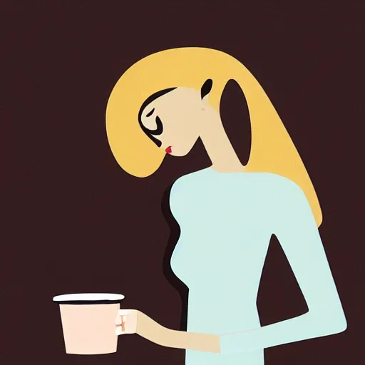 Image similar to illustration a girl drink a coffee, by malika favre