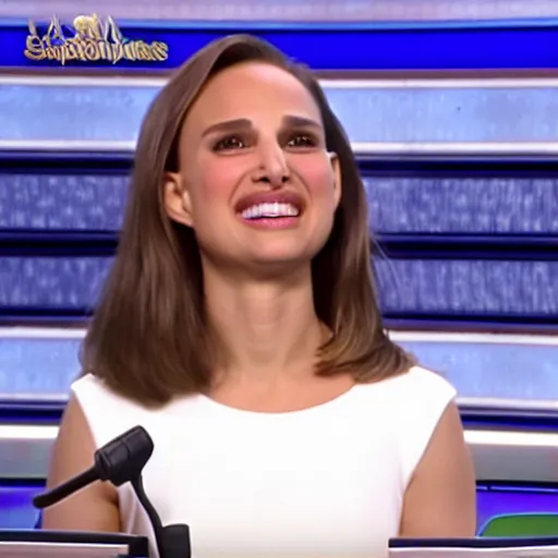 Image similar to natalie portman screaming on jeopardy game show