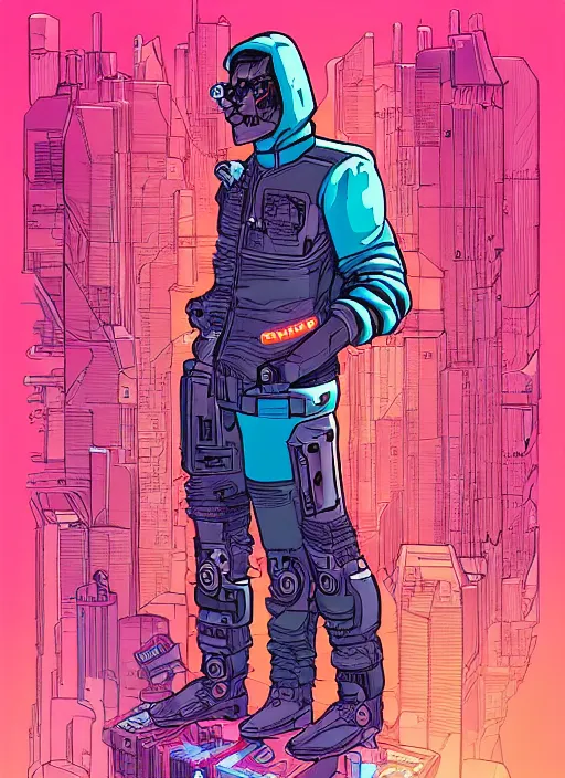 Image similar to cyberpunk hacker with robot feet. portrait by josan gonzales