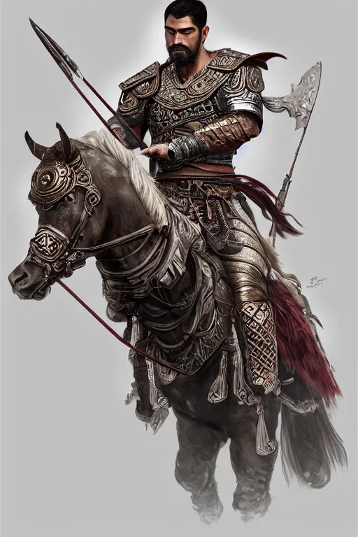 Image similar to burak ozcivit ultra realistic illustration, mongol horse archer warrior in style armor from 1 9 3 2, sci - fi, fantasy, intricate, elegant, highly detailed, digital painting, artstation, god of war, concept art, smooth, sharp focus, illustration, art by artgerm and greg rutkowski and alphonse mucha