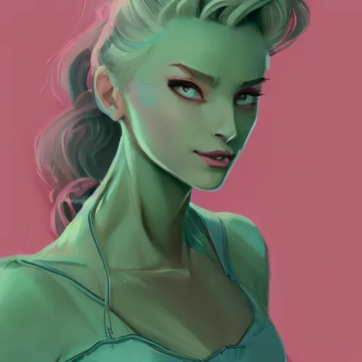 Image similar to a portrait of clea gaultier, pastel green, art by lois van baarle and loish and ross tran and rossdraws and sam yang and samdoesarts and artgerm and saruei and disney and wlop, digital art, highly detailed, intricate, sharp focus, trending on artstation hq, deviantart, unreal engine 5, 4 k uhd image