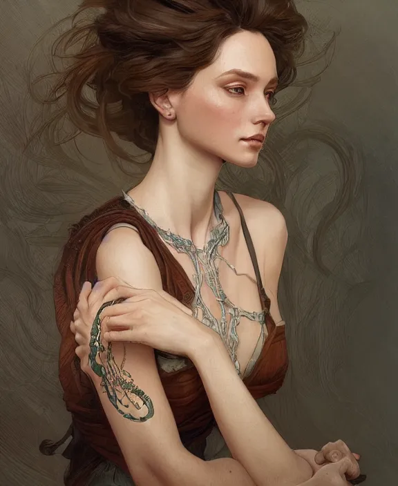 Image similar to portrait of katalin kariko, full body, intricate, elegant, highly detailed, digital painting, artstation, concept art, art by artgerm and greg rutkowski and alphonse mucha