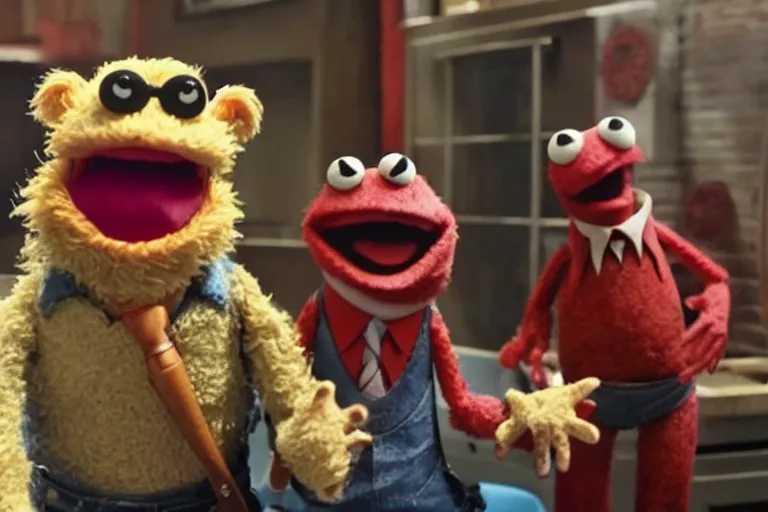 Prompt: ASH Vs Evil Dead Muppets
