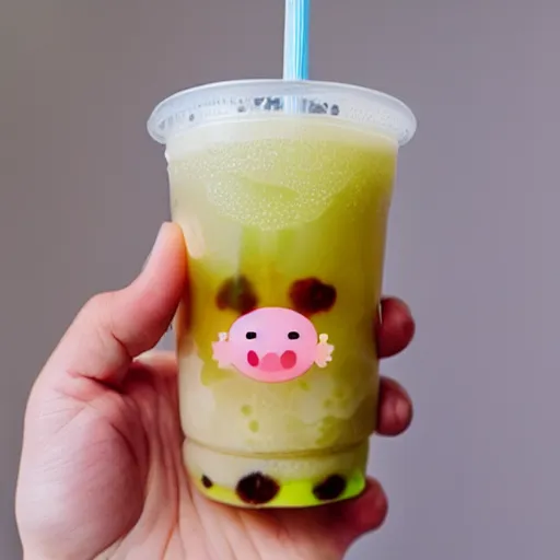 Prompt: Blobfish bubble tea