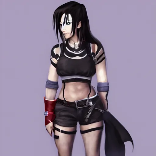 Image similar to concept art of tifa lockhart with facepaint, trending on artstation