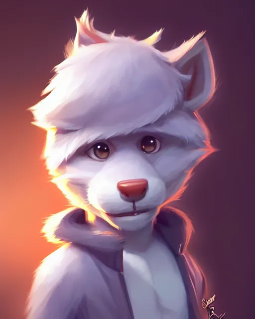 Image similar to character concept art of a cute young male anthropomorphic furry | | adorable nuzzler, key visual, realistic shaded perfect face, fine details by stanley artgerm lau, wlop, rossdraws, james jean, andrei riabovitchev, marc simonetti, and sakimichan, trending on weasyl