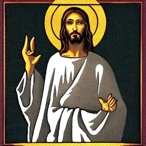 Image similar to jesus flipping the bird