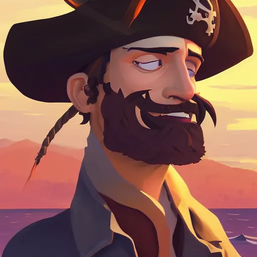 Image similar to painting jack the pirate on sea of thieves game avatar hero smooth face median photoshop filter cutout vector behance hd by jesper ejsing, by rhads, makoto shinkai and lois van baarle, ilya kuvshinov, rossdraws, illustration, art by ilya kuvshinov and gustav klimt