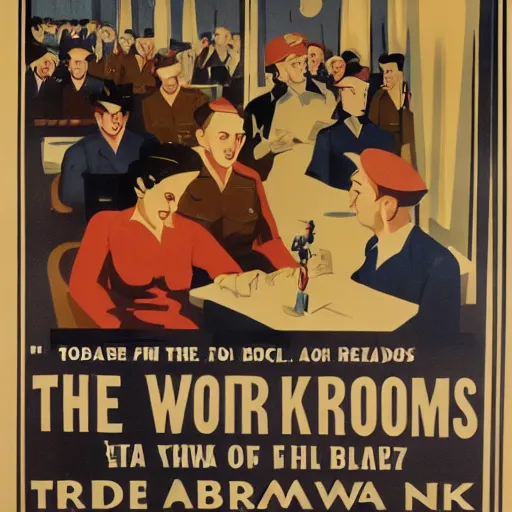 Prompt: the backrooms as a world war ii propaganda poster