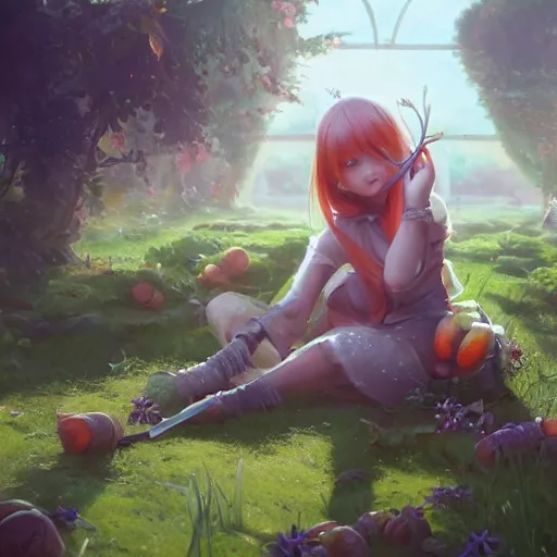 Prompt: carrots in a garden, huggy wuggy from poppy playtime video game, fullbody, ultra high detailed, oil painting, greg rutkowski, charlie bowater, yuumei, yanjun cheng, unreal 5, daz, hyperrealistic, octane render, rpg portrait, dynamic lighting, fantasy art, beautiful face