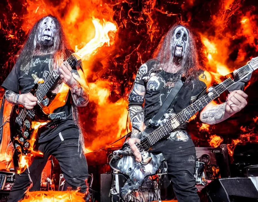 Image similar to photo of heavy metal listner having face melted off by heavy metal music