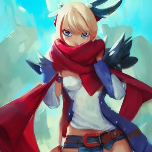 Image similar to Buff Prinny wearing a red scarf, Disgaea, realistic, very detailed, art by artgerm and greg rutkowski and magali villeneuve