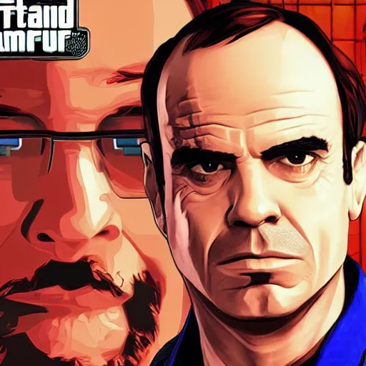 Prompt: Tony Dalton aka Lalo Salamanca from Better Call Saul as a GTA character portrait, Grand Theft Auto, GTA cover art