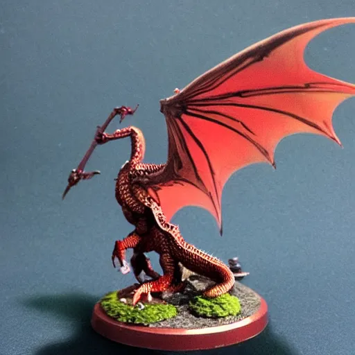 Image similar to “fire breathing dragon, warhammer miniature”