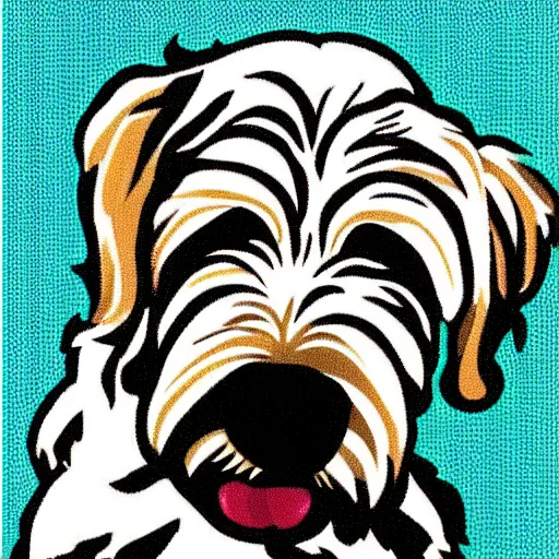 Prompt: wheaten terrier in the style of roy lichtenstein