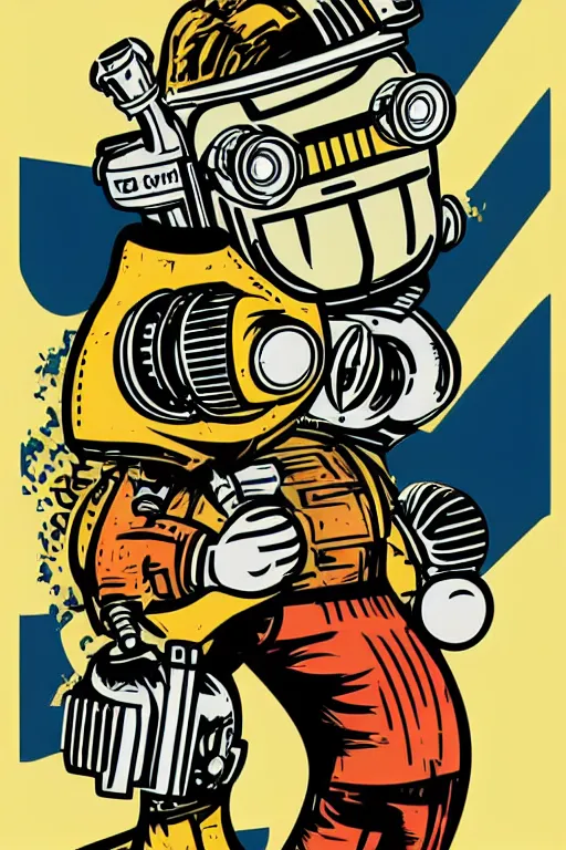 Image similar to fallout 7 6 retro futurist illustration art by butcher billy, sticker, colorful, illustration, highly detailed, simple, smooth and clean vector curves, no jagged lines, vector art, smooth andy warhol style