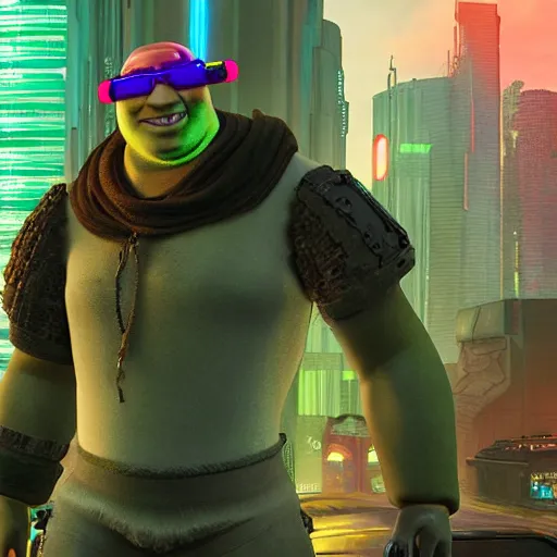 Image similar to Cyberpunk Shrek