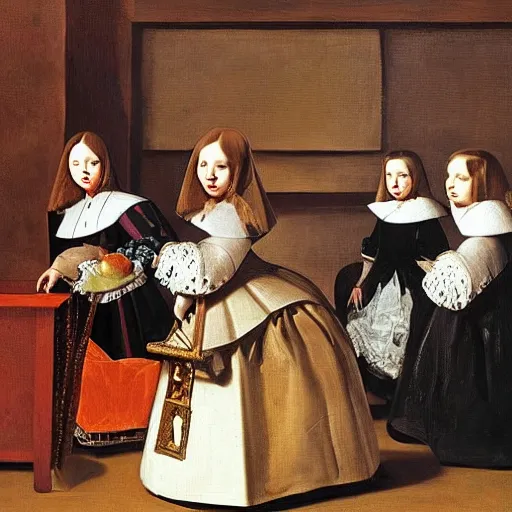 Prompt: Las Meninas by Velazquez made out of gummy candies