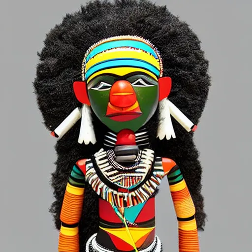 Image similar to african tribal chief vinyl art toy, detailed product photo,