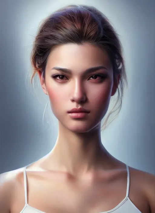 Image similar to photo of a gorgeous young woman in the style of stefan kostic, realistic, sharp focus, 8 k high definition, insanely detailed, intricate, elegant, art by stanley lau and artgerm