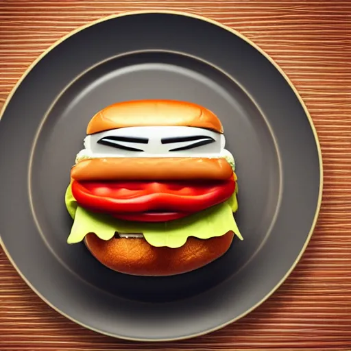 Prompt: anthropomorphic hamburger, photo, detailed, 4k