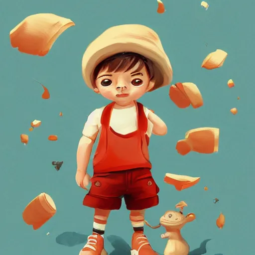 Image similar to attractive little boy character inspired in little hood red, digital artwork made by lois van barlee, james jean and rhads