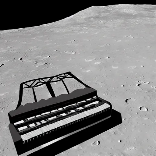 Prompt: a piano on the moon, award winning digital art