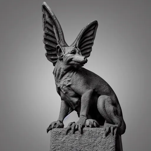 Prompt: gothic gargoyle corgi with wings made of stone, uncropped, photography