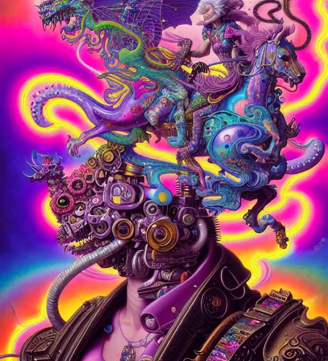 Prompt: lisa frank pattern fantasy character portrait, ultra realistic, wide angle, intricate details, blade runner artifacts, highly detailed by peter mohrbacher, wayne barlowe, boris vallejo, hajime sorayama aaron horkey, gaston bussiere, craig mullins