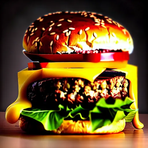 Prompt: The ultimate cheeseburger. Perfect photography.