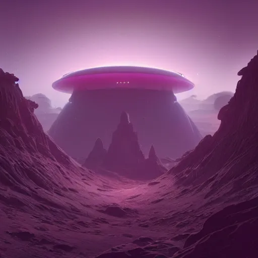 Prompt: An alien landscape by beeple and Jorge jacinto